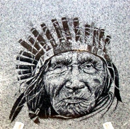 Indian Face Engraved Granite Tile 